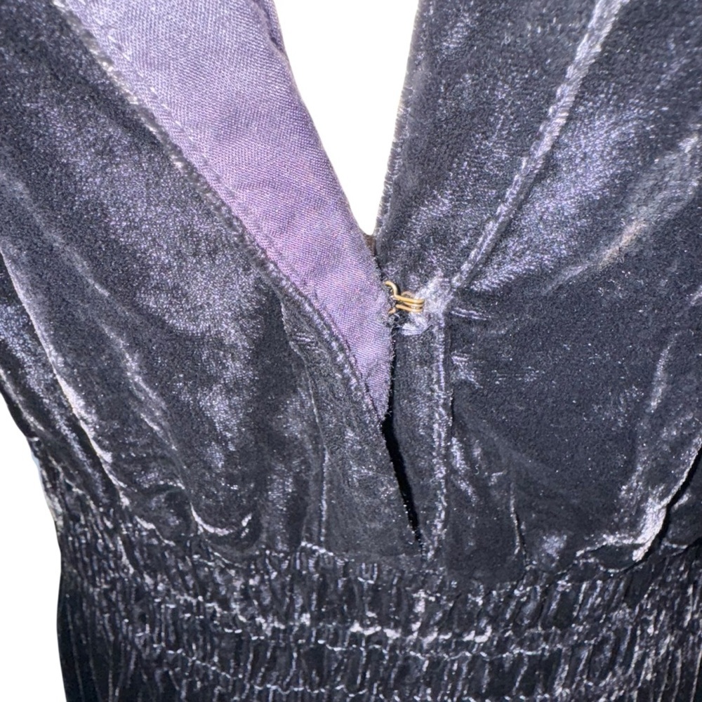 Anthropologie Somerset Velvet Dark Gray Gunmetal Maxi Dress Long Tiered XL - Picture 8 of 14